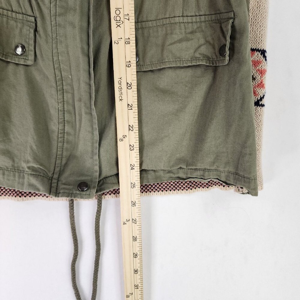 Blue Pepper Vest Womens Medium Green Cinched Southwestern Aztec Cargo Sweater - Picture 8 of 12
